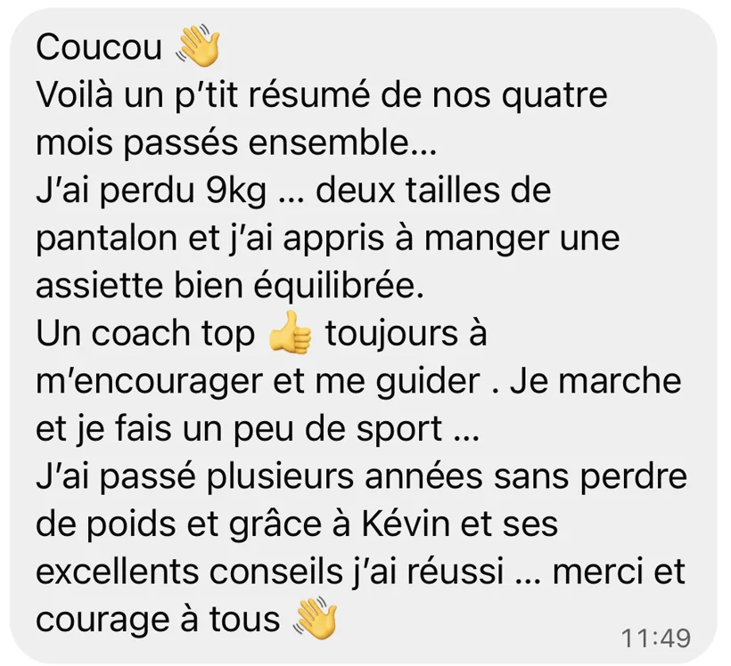 Message de Chantal : j’ai perdu 9 kg, deux tailles de pantalon, et j’ai appris à manger une assiette bien équilibrée.